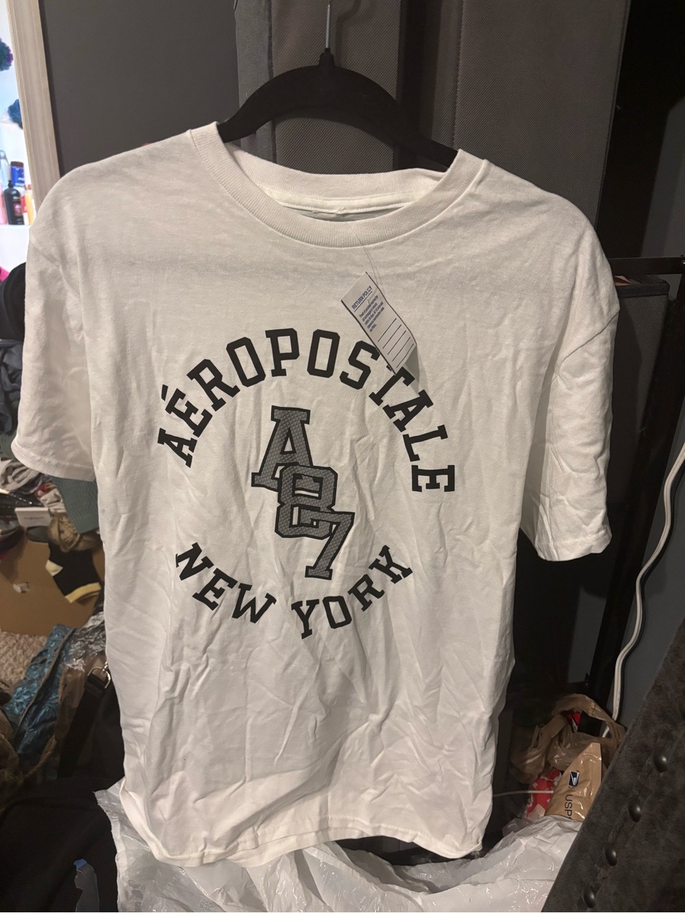 Aeropostale White New York Logo Short Sleeve Tee Medium